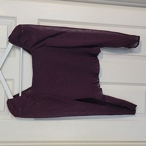 Express XS Dark Purple Smocked Long Sleeves Blouse
